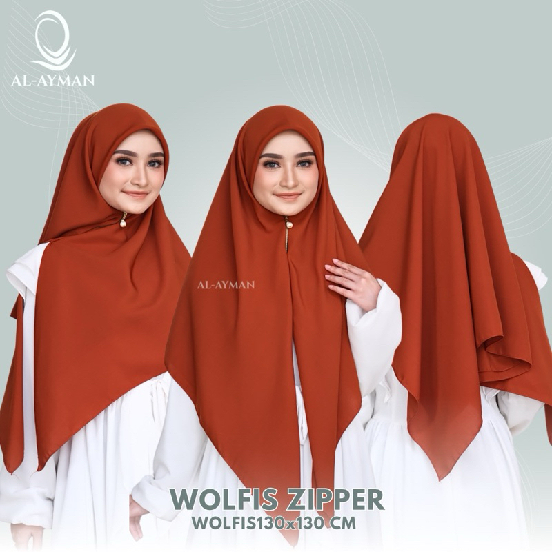 WOLFIS ZIPPER 130X130 - Segi Empat Instan Zipper Wolfis Hijab Syari Resleting Premium Jumbo Wolfis I