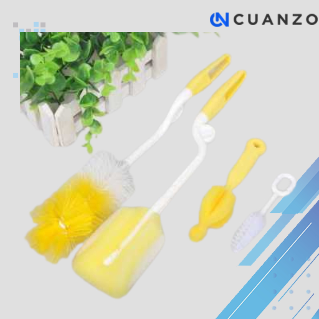 Set Peralatan Pembersih Dot Bayi 5 PCS / Alat Cuci Pembersih Botol Susu Bayi Panjang Kaca Dot Empeng