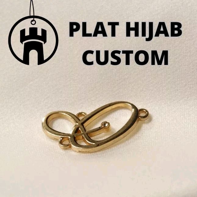 Label Plat Hijab Alloy Custom - Ukir Logo Merek Brand - Huruf Nomor Alphabet Merek Gamis Hijab