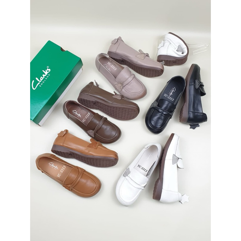 Sepatu clarks flat slip on leather 3313