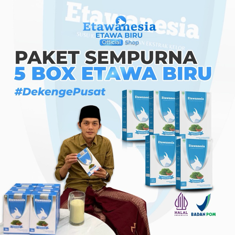 

PAKET 5 BOX Etawanesia Etawa Biru - Susu Kambing Etawa Platinum + Ekstrak Moringa Folium ( Ekstrak Daun Kelor ) + Krim Bubuk