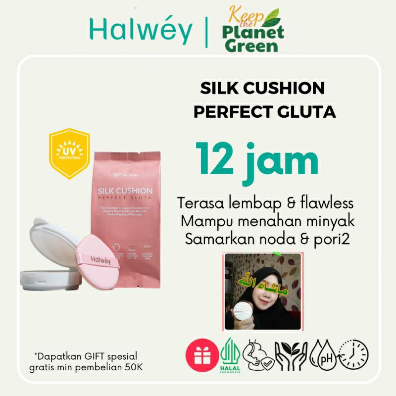 HALWEY Skincare Indonesia Refill Cushion Halwey SPF 50 PA ++++ Cushion Bedak Cair Natural BPOM Halwe