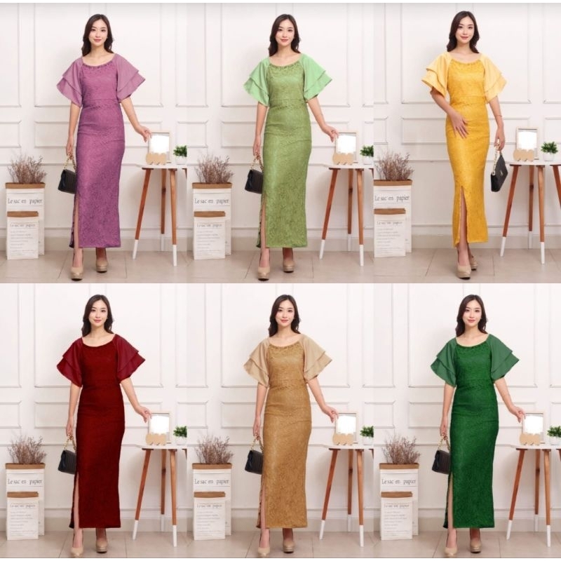 Dress pesta jumbo brokat premium,midi dress,gaun pesta bigsize,gaun malam,gaun gereja natal