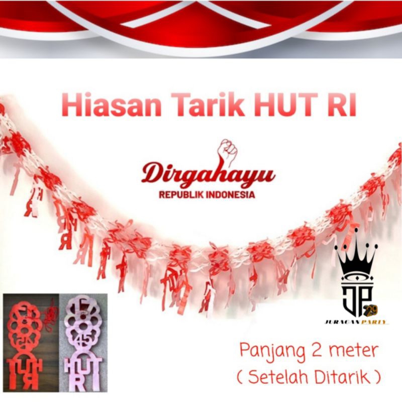 ( 3D HUT RI ) garland HUT RI, garland merah putih,garland agustusan, dekorasi