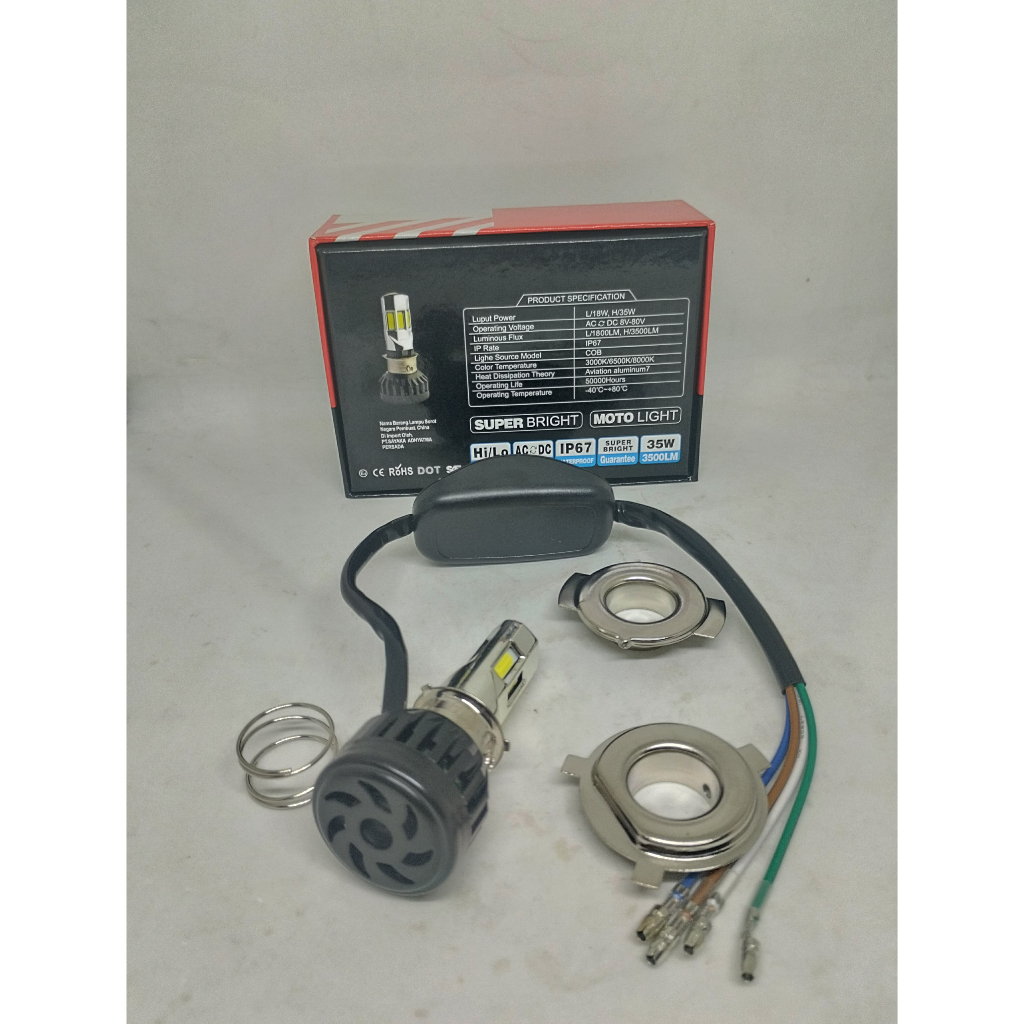 Lampu Led Kipas Lampu Depan Motor Mobil H4 H6 Bebek Matic Kopling 35 Wat 6 Sisi Universal Ride It