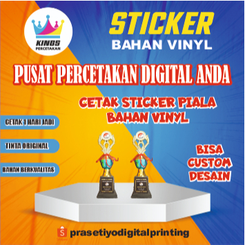 

Cetak Sticker Piala Bahan Vinyl bisa custom desain dan size