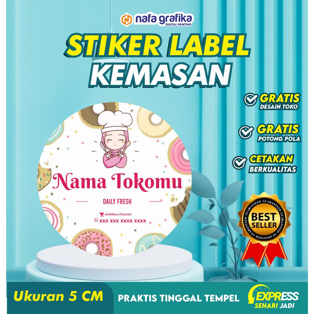

(5cm) CETAK STIKER CUSTOM LABEL KEMASAN MAKANAN MINUMAN UNIK AESTHETIC SUDAH CUTTING GRATIS DESAIN SEHARI JADI GROSIR TERMURAH SETIKER ANTI AIR