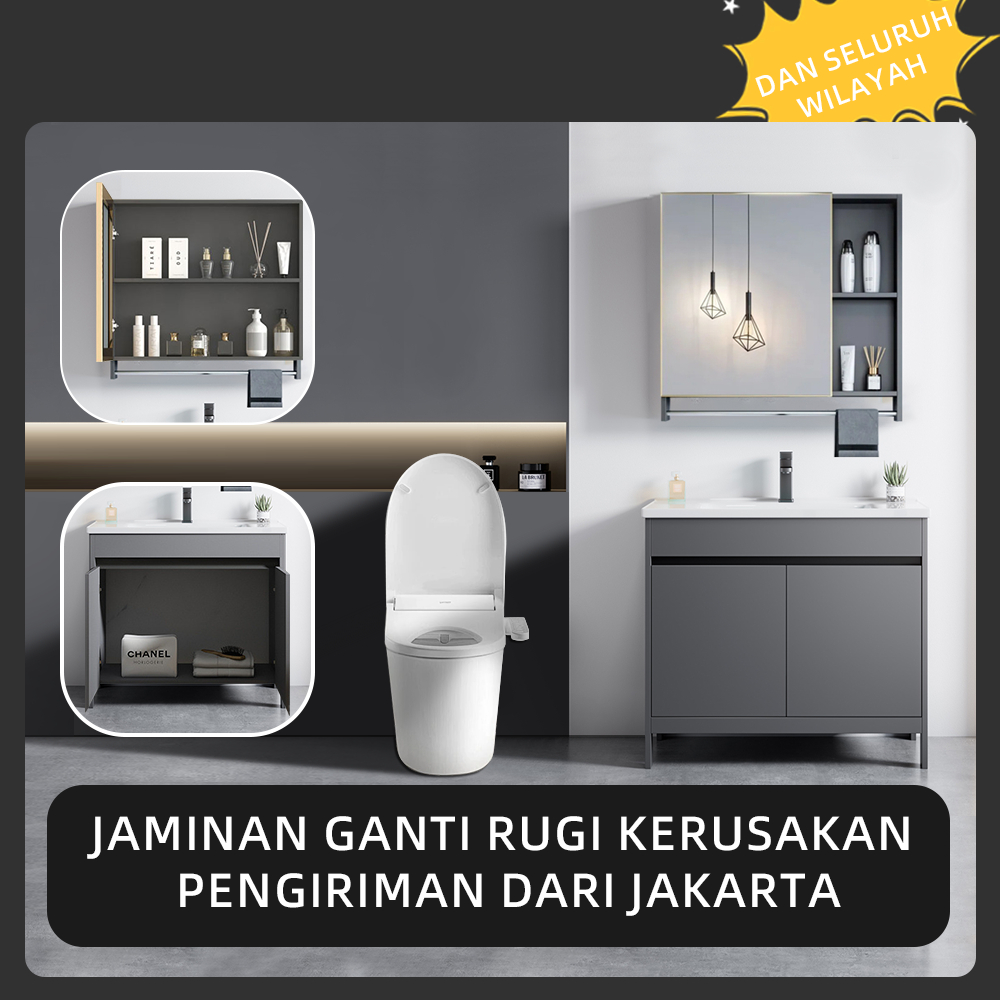 Wastafel Kamar mandi wastafel Keramik wastafel berdiri Kabinet berdiri lantai Set baskom