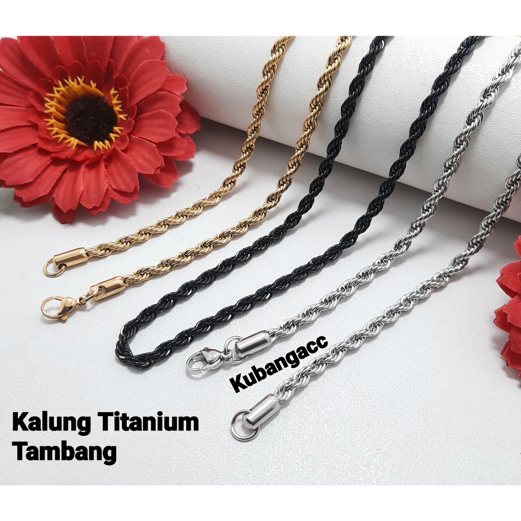 Rantai kalung Tambang Kalung Pria Wanita Anti Karat Kalung Titanium Tambang Besar