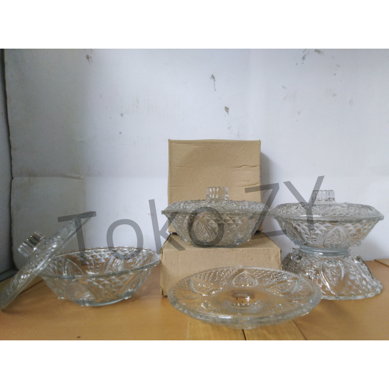 Mangkok Tutup Kaca 7" Motif RB / KIG / Kaca