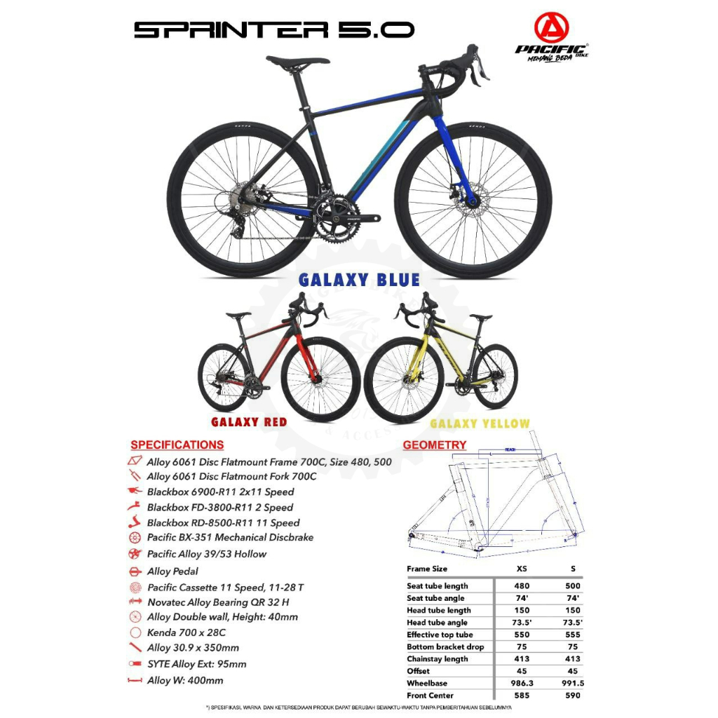 Sepeda Balap Pacific SPRINTER 5.0 2 x 11 Speed