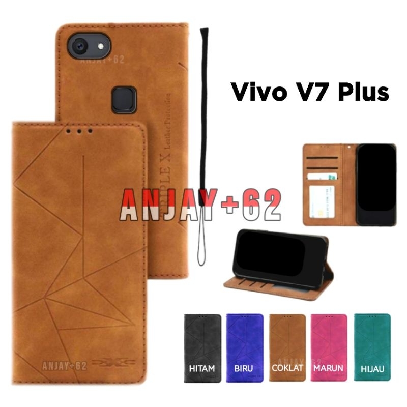 Casing Dompet Magnet untuk Vivo V7 Plus /1716 FLip Case Cover Leather PU