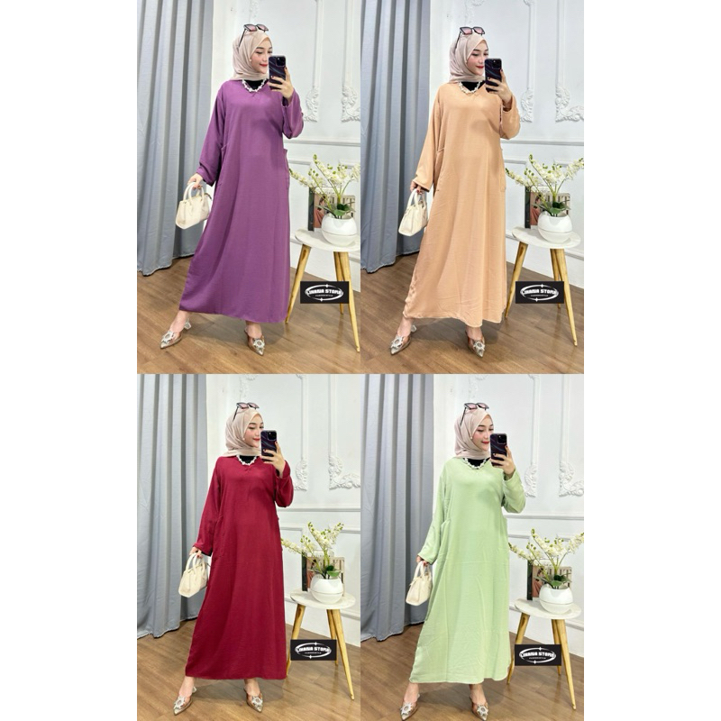 AYUNDA DRESS Gamis Chibi tali Cringkle Airflow Premium Fashion Muslim Terbaru lihanastore