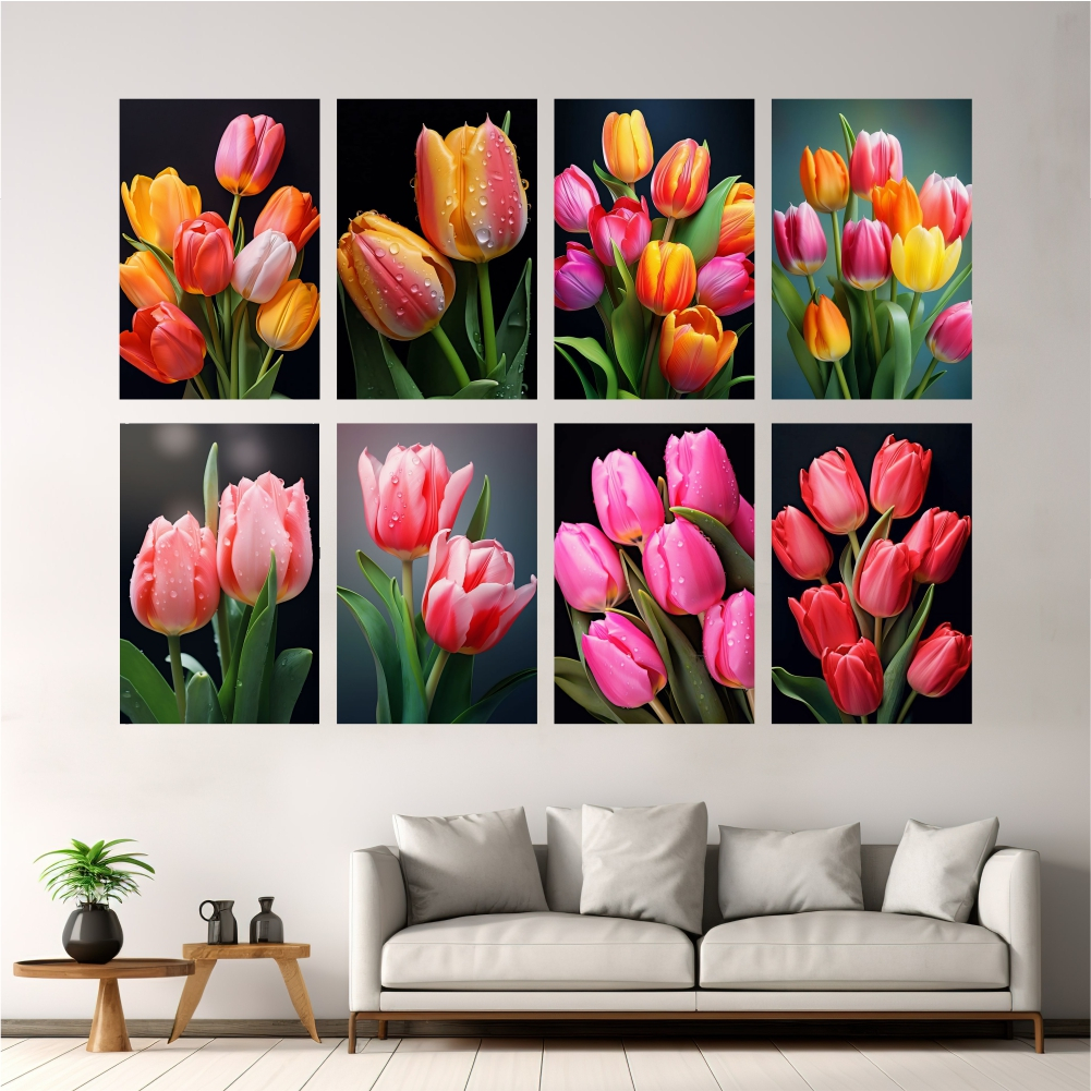 Hiasan Dinding Bunga Tulip | Poster Dinding Kayu Tulip Aesthetic