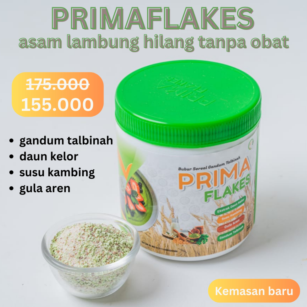 

PRIMAFLAKES BUBUR SEREAL GANDUM TALBINAH SOLUSI ATASI MAAG, ASAM LAMBUNG, DAN GERD