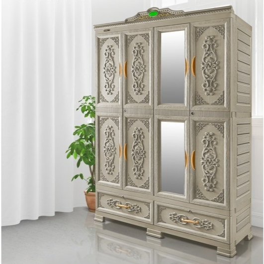 CABUKITA 4665 DK - Lemari Pakaian Napolly 4 Pintu Jumbo | Lemari Plastik 4P Putih ELEGANT