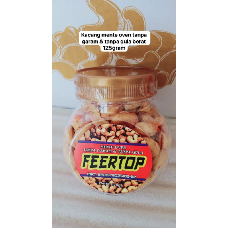 

kacang mente oven tanpa garam & tanpa gula berat 125gram /toples