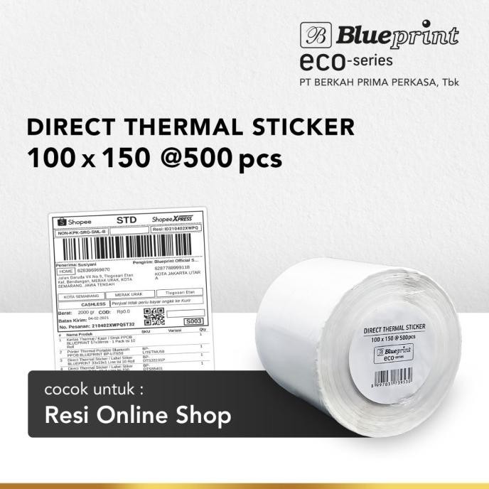 

DIRECT THERMAL STICKER LABEL RESI BLUEPRINT LITE 100x150 mm Isi 500pcs