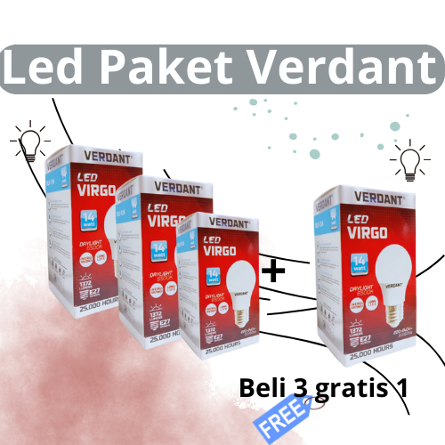 Paket Lampu Led VERDANT 14 w Putih / Kuning Model Philips 14 dan 14.5 watt GARANSI 6 bulan 4 pcs