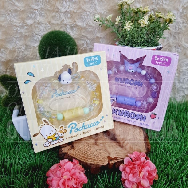 Gelang Kabel Data Type C Kuromi Ungu Gelang Kabel Charger Type C Pochacco Kuning Gelang Monte Kabel 