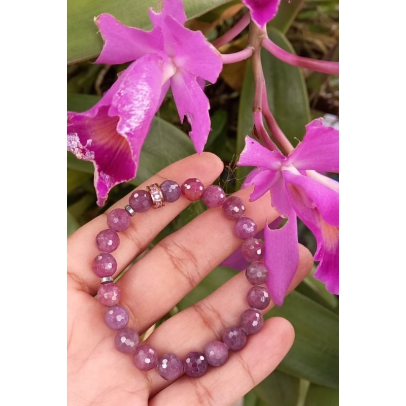 Gelang Batu Kristal Manik Pria Wanita Natural Batu Permata Ruby Burma Super Mewah Dan Elegan