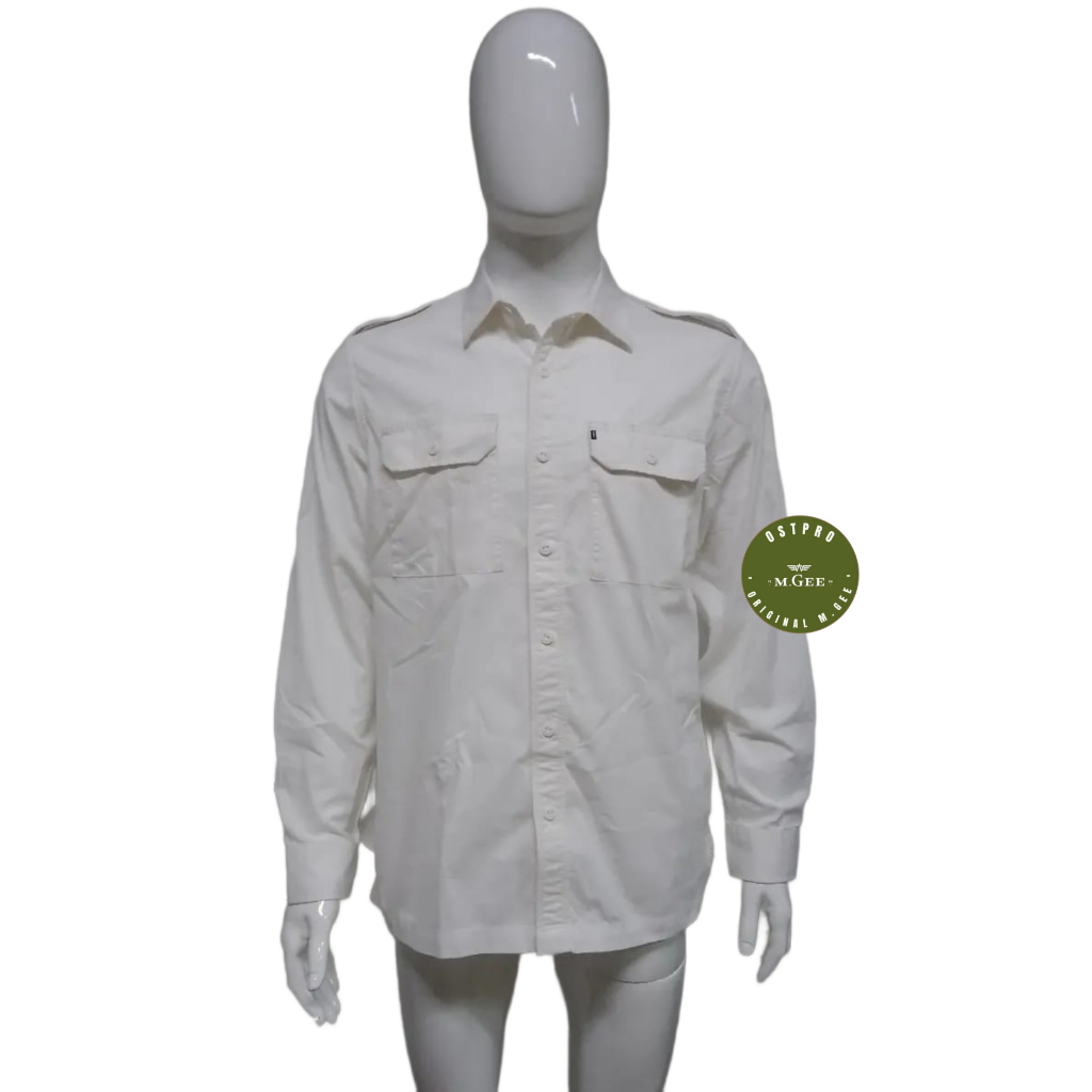 Kemeja MGEE Original - Kemeja Outdoor Lengan Panjang Pria Original MGEE Camper CKPR 029 White
