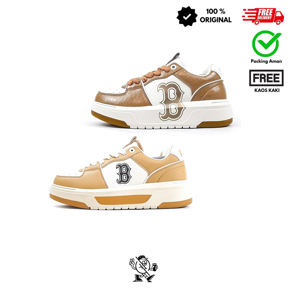 MLB Shoes ChuNikey Liner Boston Beige /Brown Sneakers Sport Sepatu Unisex BNWB