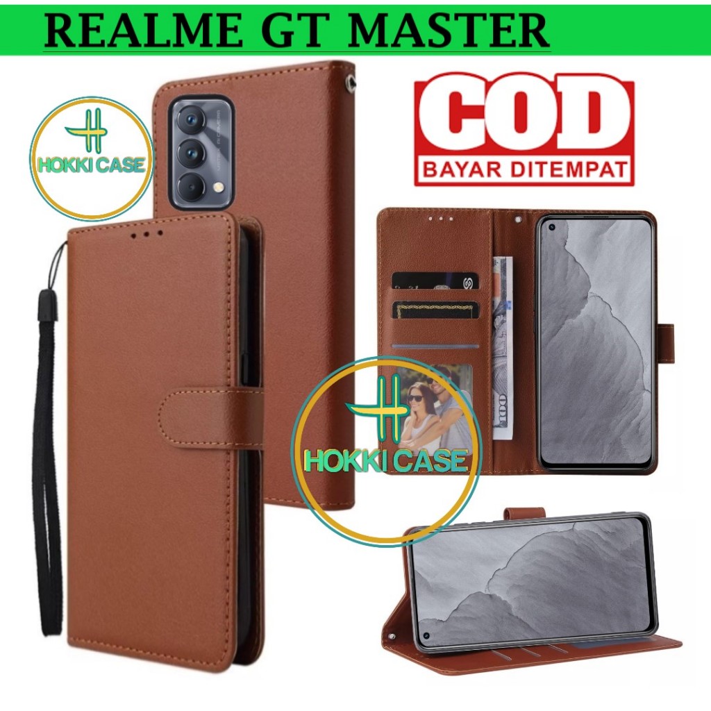 LEATHER CASE FLIP REALME GT MASTER- FLIP CASE KULIT UNTUK REALME GT MASTER