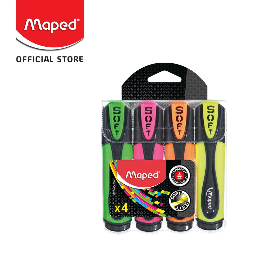 

Maped Highlighter Fluo Peps Ultra Soft Assorted Colors x4 - Pouch