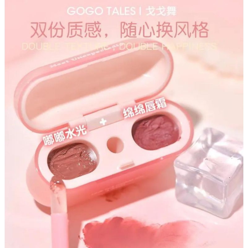 [READYSTOCK] Gogo Tales Double Lip Glaze Mirror Water Lip Gloss Lip Mude Nude Lipstick airpod