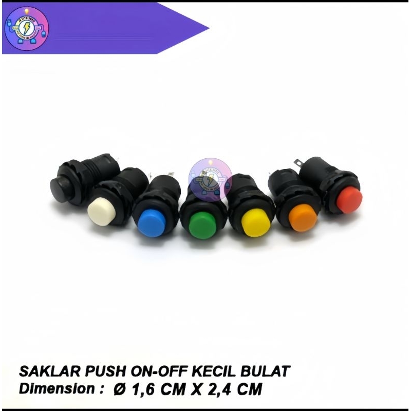 Tombol ON Off Kecil Button Switch Bulat Saklar Elektonik Push ON off ...