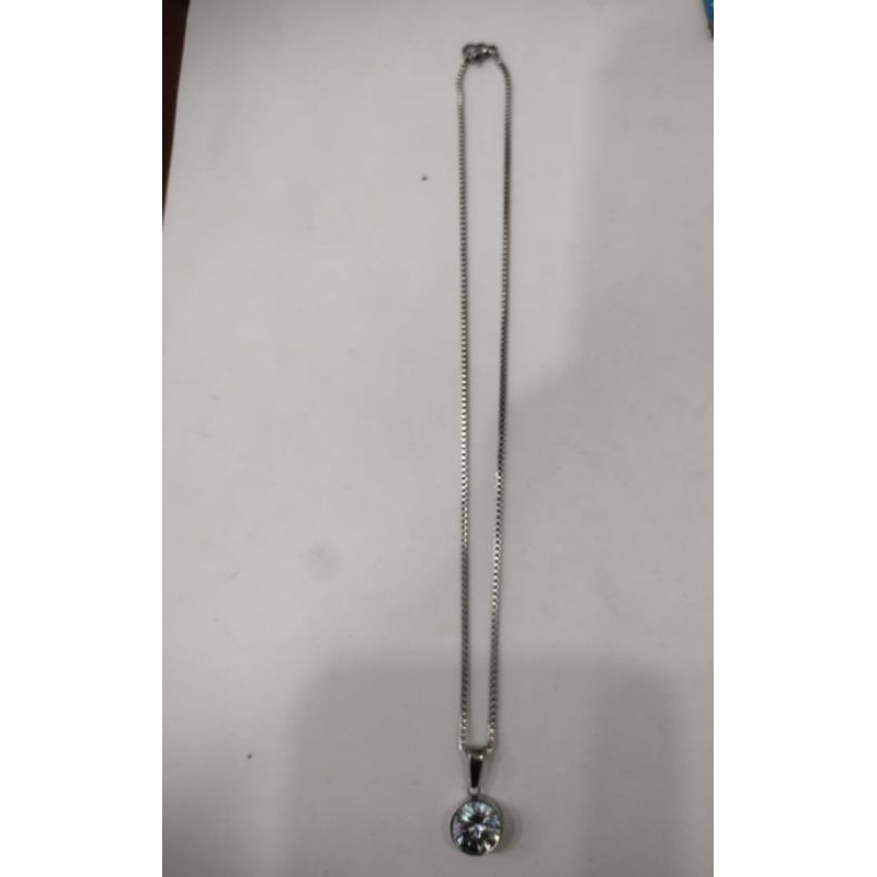 kalung, liontin besi putih / besi putih asli