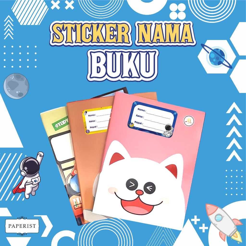

Stiker Label Buku Sekolah Astronot / Stiker Nama Anak Astronot / Sticker Label Buku Pelajaran