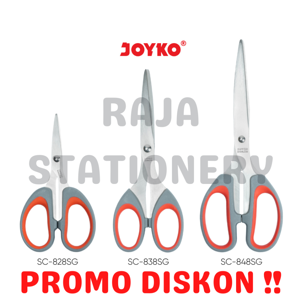 

Gunting Joyko TAJAM SOFT GRIP STAINLESS SC-828SG SC-838SG SC-848SG Kertas Kecil Besar Scissor GAGANG KARET Kantor Anak Sekolah STAINLESS BESI