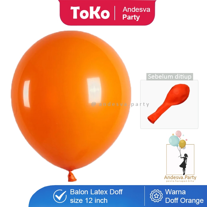 Balon Doff Orange / Balon Doft Orange / Balon Warna Orange / Balon Karet Polos Orange Latex Dof