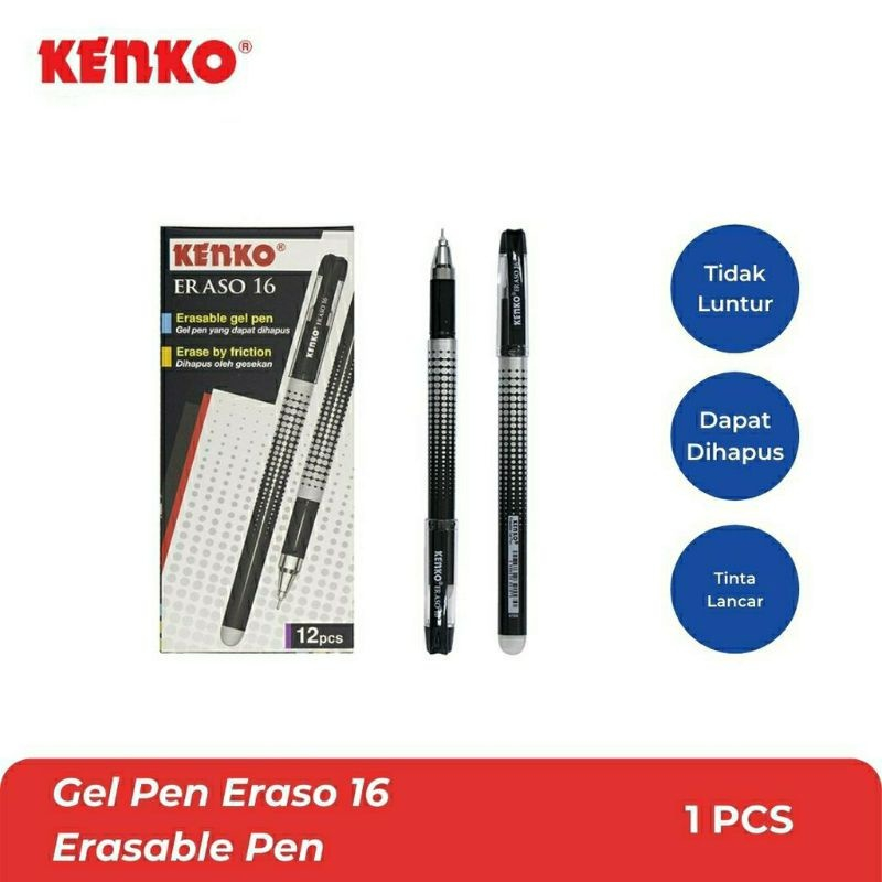 BOLPOIN / BALLPOINT / PULPEN GEL / PEN GEL / PEN KENKO ERASO 16 ERASABLE BISA DIHAPUS