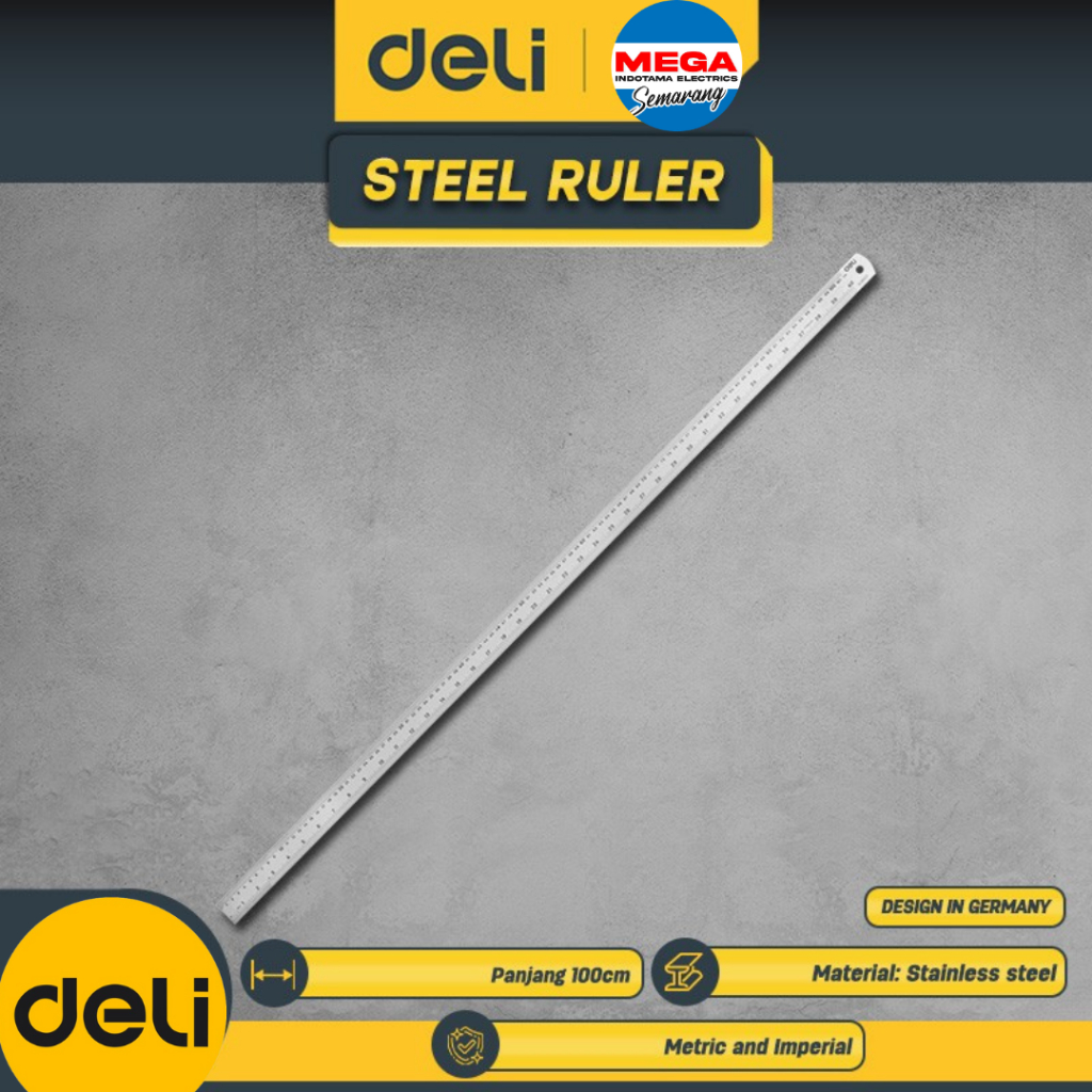 

Deli Penggaris Besi 100 cm / 1 Meter Steel Ruler Garisan 100cm 1m Mistar Stainless Steel EDL8100Y