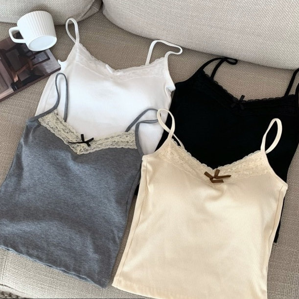 Tanktop Bra Lace Knit Inner Blouse Sudah ada Bra Busa