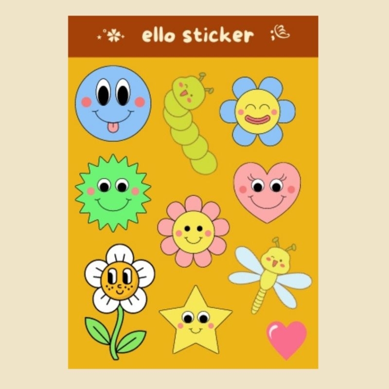 

[ELLO] Sticker Sheet Aesthetic FLOWER Vinyl Waterproof Glossy