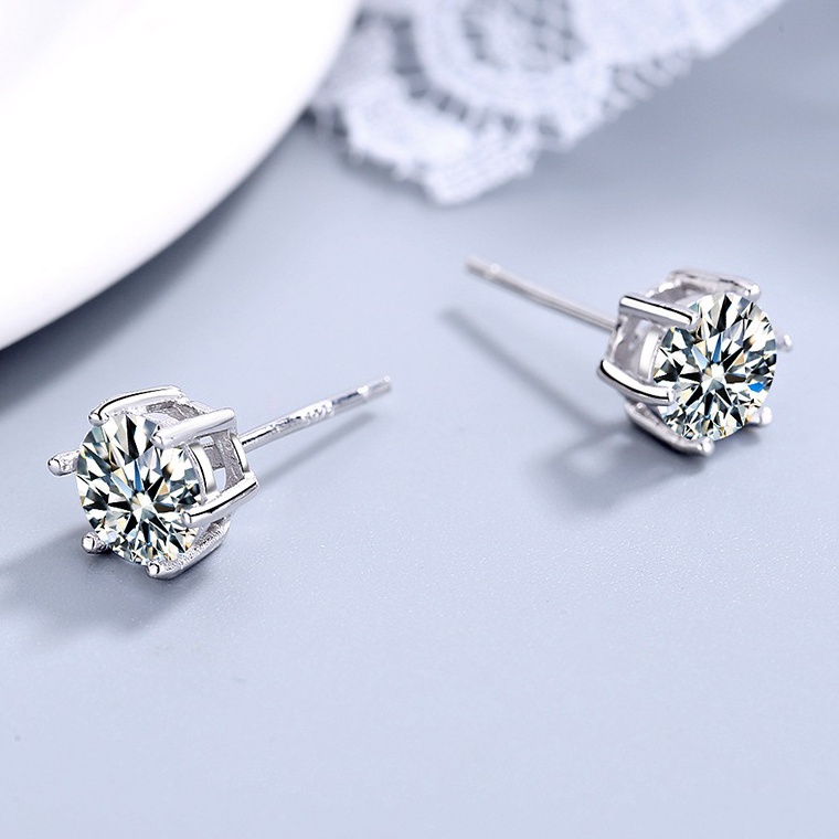 KODE Y94B Anting Moissanite Anting Titanium Pria Wanita Anting Perak Asli 925 Anting Emas Putih Cowo