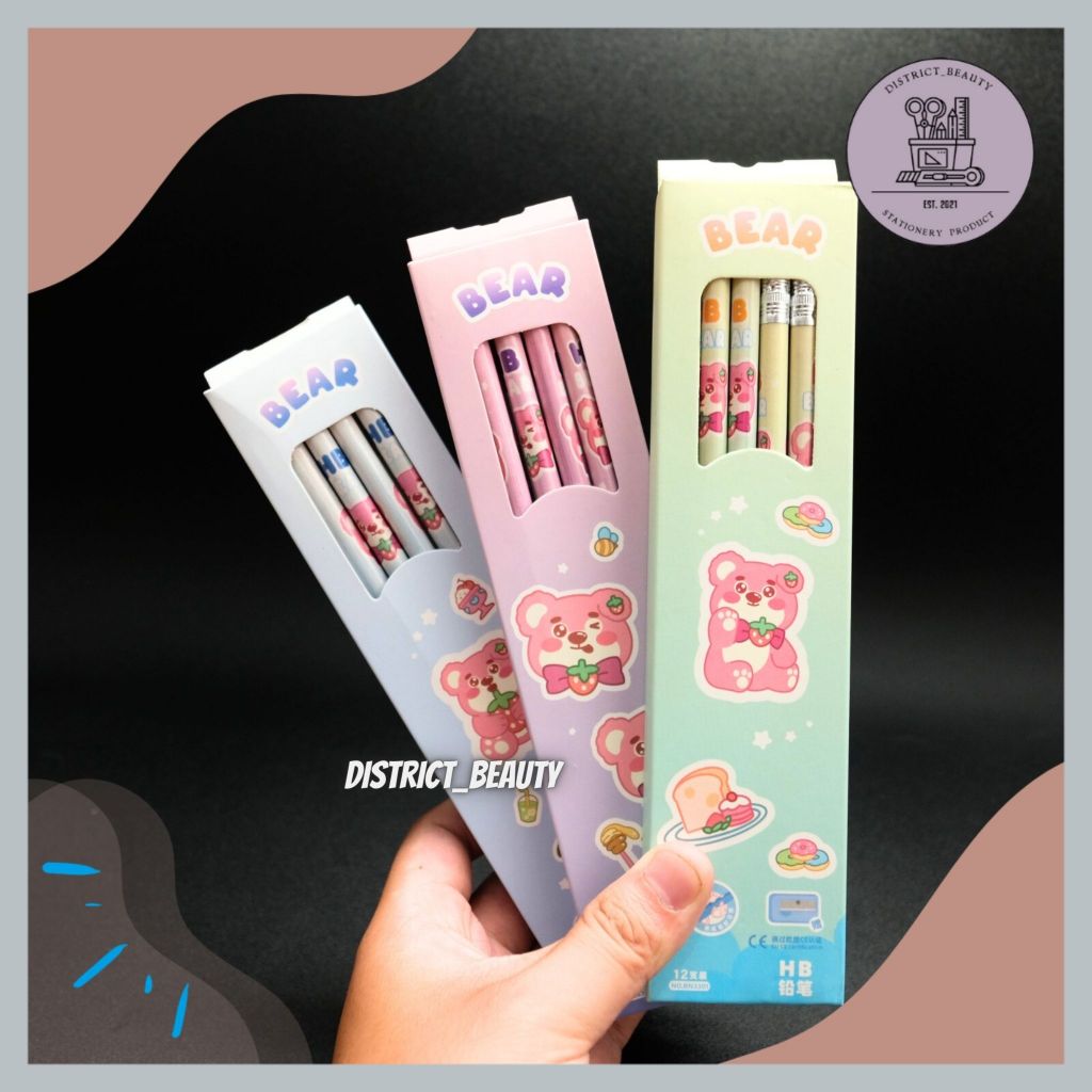 

PENSIL HB LOTSO BERUANG PINK 12 pcs pensil free rautan orotan pensil HB LOTSO
