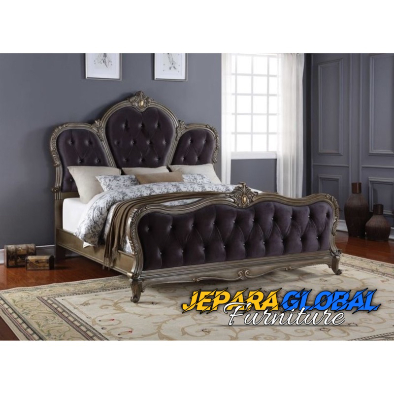 Dipan Tempat tidur klasik duco dark velvet (dipan ukir,dipan jati,dipan ukir mewah,dipan duco )