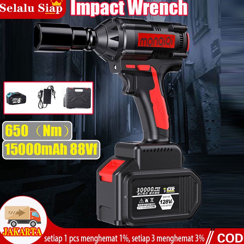 Booming 65N M Cordless Impact Wrench 98V Brushless 98V Bor Obeng Kunci 98 VoltPembuka baut truck mob