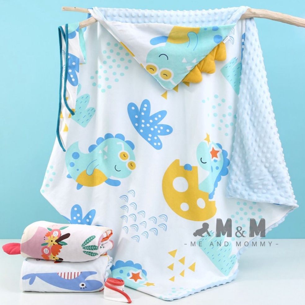 BIG SALE Selimut Baby Blanket Minky Beludru Hoodie Topi Karakter Newborn Lembut Nyaman Untuk TIdur B
