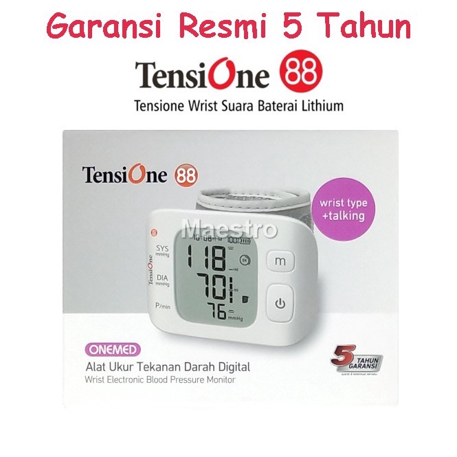 RECOMENDED Tensimeter Digital TensiOne 88 Pergelangan Tangan Wrist OneMed Fungsi Suara Bahasa Indone