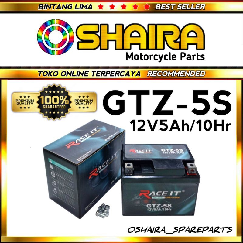 AKI FULL KERING GTZ5S 12V 5AH/10Hr/BATTERY TURBO CHARGE AKI BEAT/VARIO/REVO ABS/MIO M3/MIO J AKI MIO