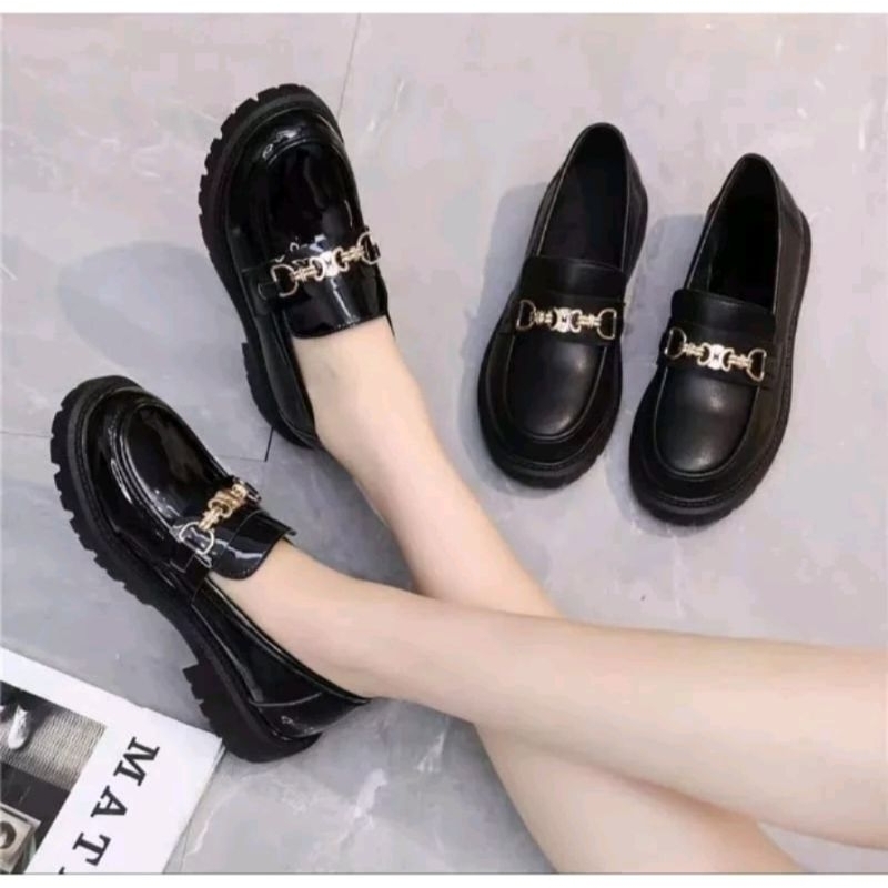 Docmart Wanita Kasual Sepatu Docmart Wanita Kasual Quality Sepatu Loafers Wanita Korea Hitam Mengkil