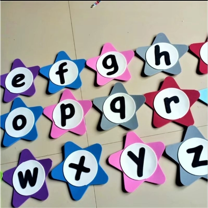 Hiasan kelas ABJED A-Z jumlah 26 huruf untuk paud TK pojok baca ruang bermain