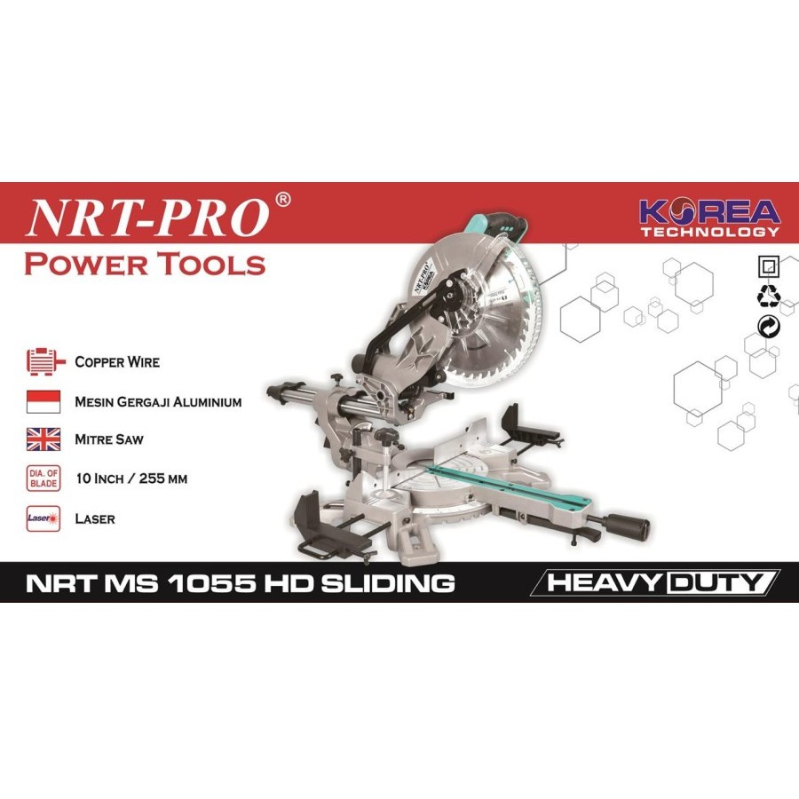 NRT PRO MS1055HD/MS1055/MS 1055 HD Mesin Mitre/Miter Saw Sliding 10 Inch
