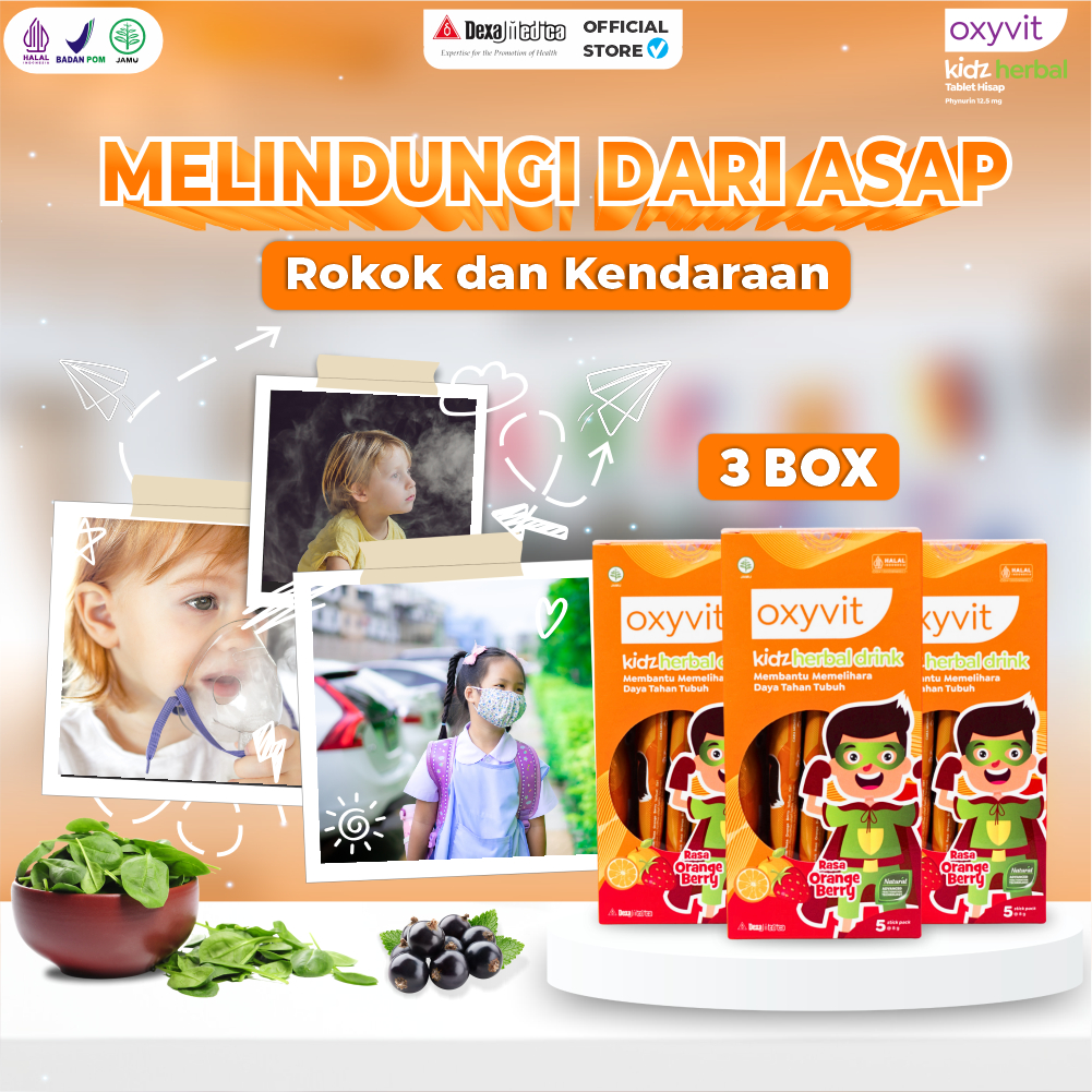 

(3 Box) Oxyvit Kidz Herbal Drink - Vitamin Anak Bantu Menjaga dari Penyakit Pernafasan @5 Stickpack Rasa Orange Berry